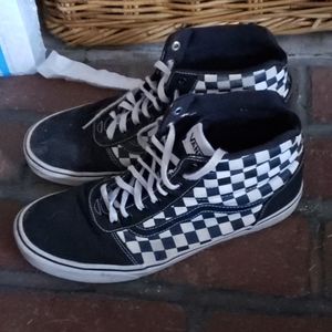 Black and white checkered skate high Vans